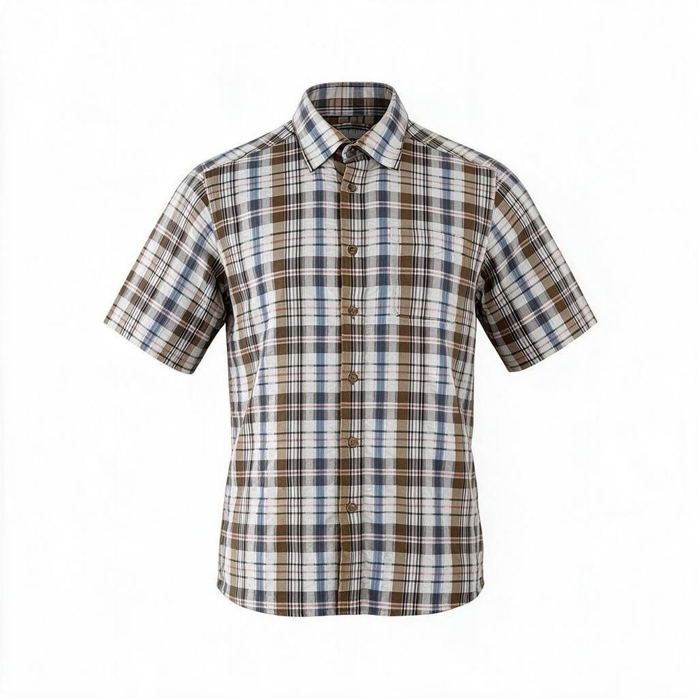 Mountain Khakis Mens Small Plaid Short Sleeve Button Down Shirt Brown Blue
